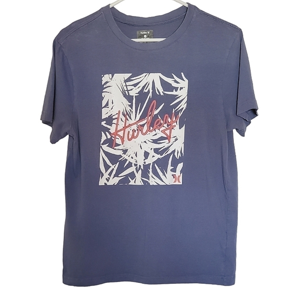 1422 * Hurley Palm Tree Graphic Tee Blue Size S